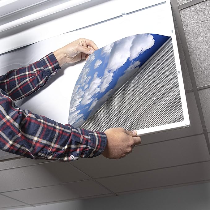 OCTO LIGHTS Fluorescent Light Covers Cloud Sky Panel for Ceiling Lights, Light Covers for Ceiling Lights Classroom 2x4 (22.38"x46.5") Backlit Film Insert for Fluorescent Light Fixtures (Pack of 1)