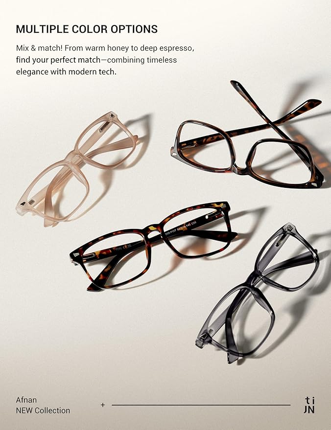 TIJN Blue Light Blocking Glasses for Women Men Clear Frame Square Nerd Eyeglasses Anti Blue Ray Computer Screen Glasses