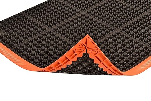 Notrax - 549S3840OB NoTrax Rubber 549 Safety Stance Anti-Fatigue Drainage Mat, for Wet Areas, 38" Width x 40" Length x 7/8" Thickness, Black/Orange