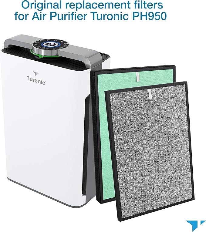 Turonic PH950_F - 4-in-2 Replacement Filter for PH950 Air Purifier, True HEPA13, Cotton, Activated Carbon, Cold Catalyst