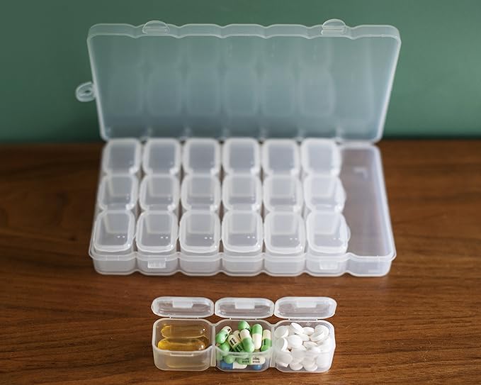 Leantravel Pill Case Organizer for Travel with Passport Wallet, Color Grey, Size Small for 7 Day Travel