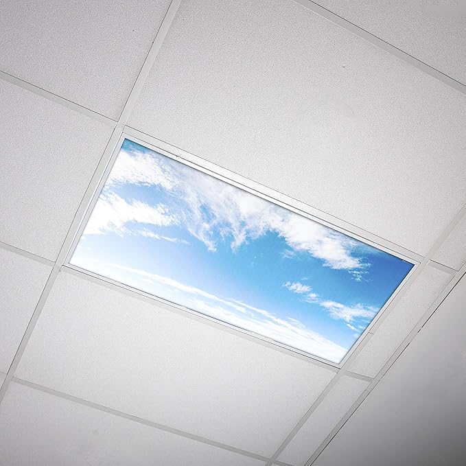 OCTO LIGHTS Fluorescent Light Covers Cloud Sky Panel for Ceiling Lights, Light Covers for Ceiling Lights Classroom 2x4 (22.38"x46.5") Backlit Film Insert for Fluorescent Light Fixtures (Pack of 1)