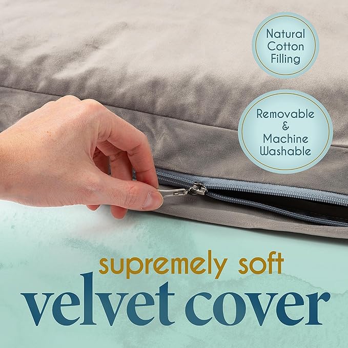 Florensi Meditation Cushion - Comfortable Floor Pillow - Traditional Tibetan Meditation Pillow with Beautiful Velvet Cover - Large Floor Cushion Seating for Adults - Premium Yoga Buckwheat Bolster
