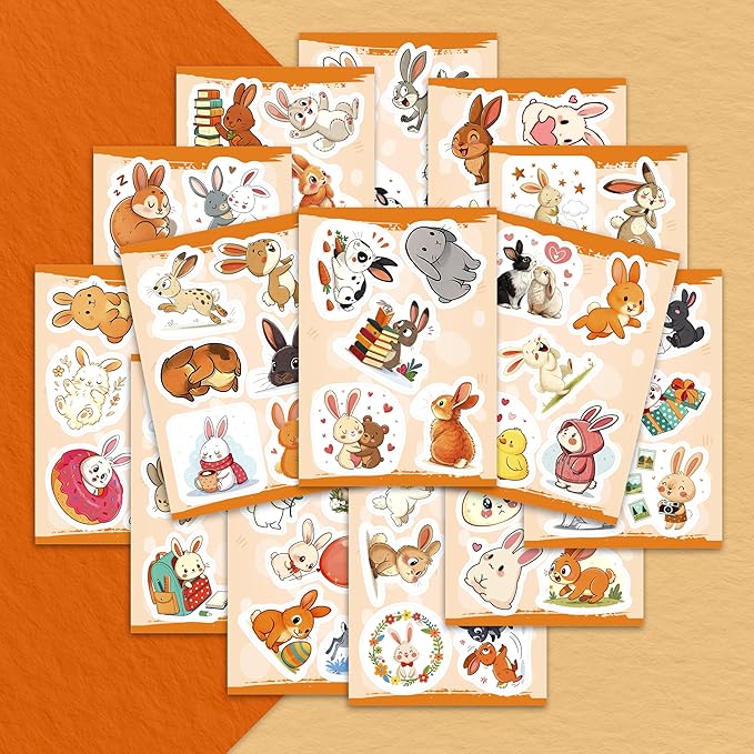 100Pcs Bunny Stickers for Water Bottles - Rabbit Stickers Cute, Small - Bunny and Rabbit Party Supplies & Decoration - Gift for Women & Men
