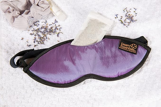 Dream Essentials Dream Essence Aromatherapy Sleep Mask, Handmade in The USA, Comes with Removable Organic French Lavender Sachet (Midnight Black)