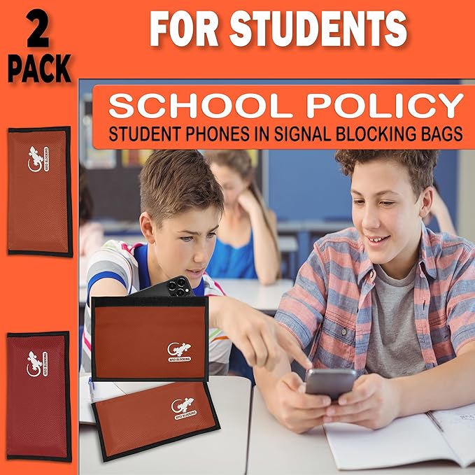 Faraday Bag Anti-Tracking GPS RFID Car Key Signal Blocker Wallet Shielding Pouch Protective Case for Cell Phone Car Key FOB, Data Privacy, Electronic Device Security (2 PACK - RED AND ORANGE)