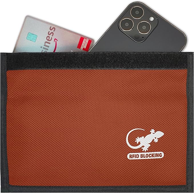 Gecko Travel Tech Faraday Bag Orange Nylon - Signal Blocker for Cell Phone, Car Key FOB, Data Privacy (ORANGE - NYLON)