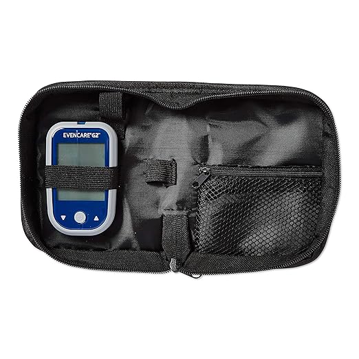 Medline EvenCare G2 Blood Glucose Monitoring Meter, Self-Testing Diabetic Care, 6 Sec Results, Batteries, Guide, Carrying Case, Logbook, Voice Assistance