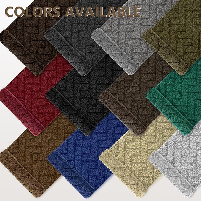 hicorfe Kitchen Rugs and Mats Sets,2 Pieces Super Absorbent Polypropylene Non-Slip Rug,Soft Comfort Floor Mat,Washable for Kitchen,Hallway,Office,Sink,Laundry(20" x 32"+20" x 48",Dark Brown)