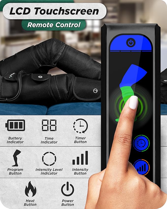 Lunix LX10 FSA Full Leg Massager with Heat & Air Compression, Foot Calf and Thigh Massage Boots for Everyday Recovery, Adjustable Fit, Cold Therapy Option, Handheld Controller, Charcoal Black