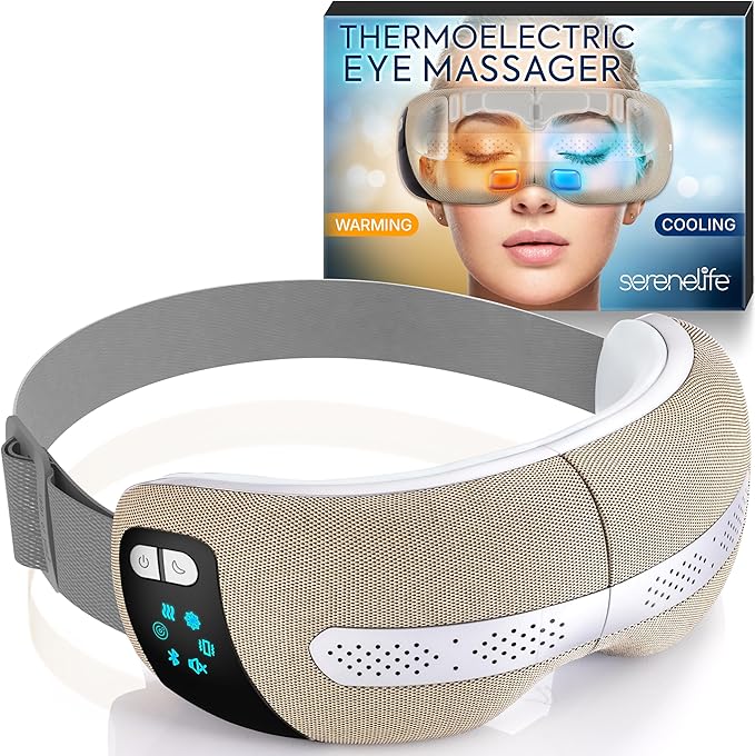 SereneLife Smart Eye Massager with Heat and Cooling, Compression, Vibration, Music, Wireless Heated Mask