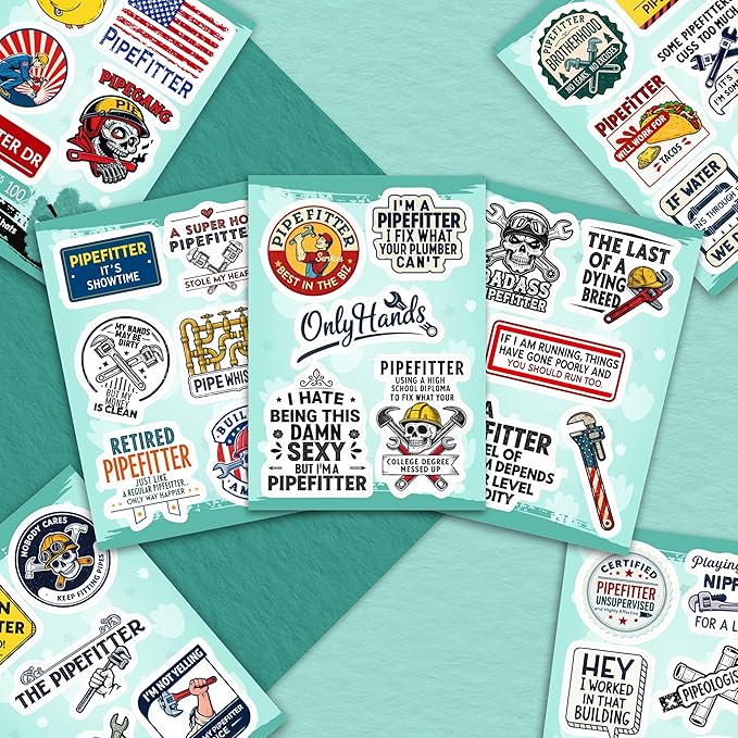 100Pcs Funny Pipefitters Stickers Hard Hat and Decals for Water Bottle - Pipefitter Gifts for Men - Steamfitter Stickers- Gift for Women & Men