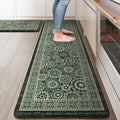 KIMODE Kitchen Mats for Floor Anti Fatigue, Farmhouse Green Kitchen Rugs Sets of 2, Cushioned Kitchen Floor Mats, Comfort Standing Mat for Sink, Laundry, Office, Desk 17"x59"+17"x29"