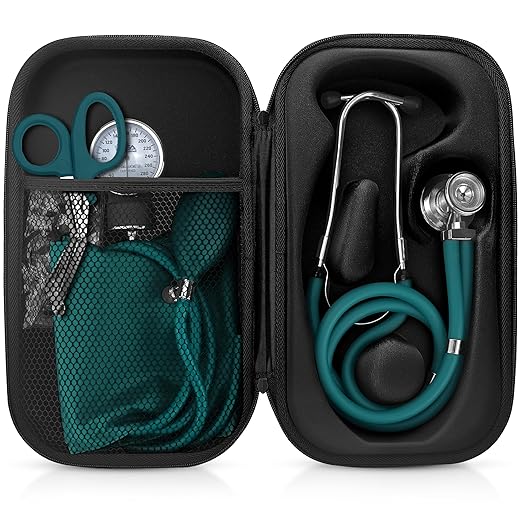 ASA TECHMED Medical Starter Kit – Stethoscope, Durable Blood Pressure Monitor, EMT Shears & Protective Carrying Case – Ideal for Healthcare Students & Professionals, Teal