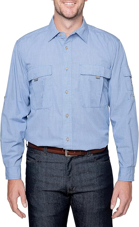 Insect Shield Men's Long Sleeve Field Shirt Pro, UPF 30+ Outdoor Fishing Shirt with Built in Bug Protection