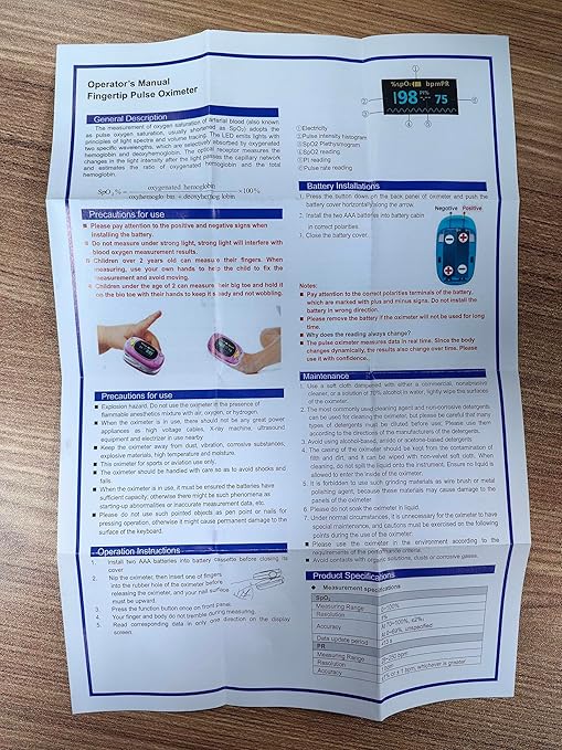 Children Pulse Oximeter Fingertip Pulse Oximeter for Kids Child Blood Oxygen Monitor Portable Blood Oxygen Saturation Monitor SpO2 Finger Pulse Oximeter Included With AAA Battery