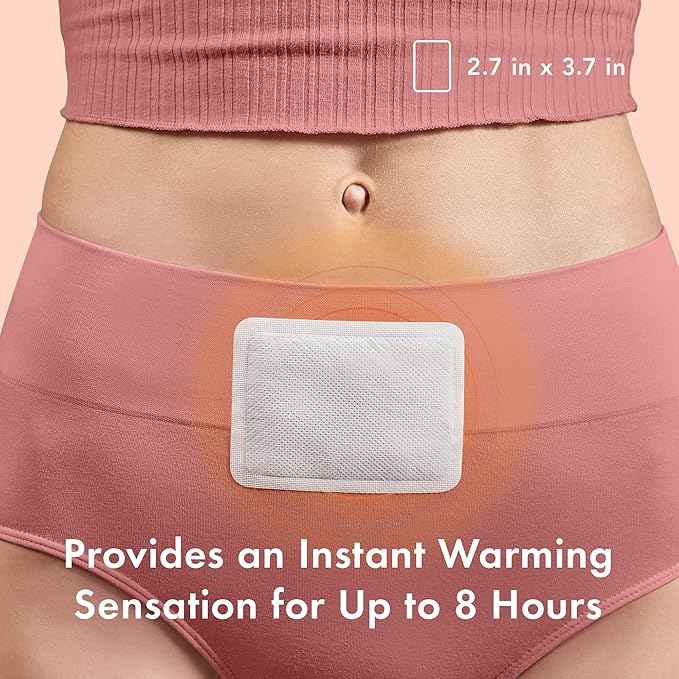 Rael Herbal Heating Patches - Period Cramps, Ultra Thin Design, On The Go Size (8 Count)