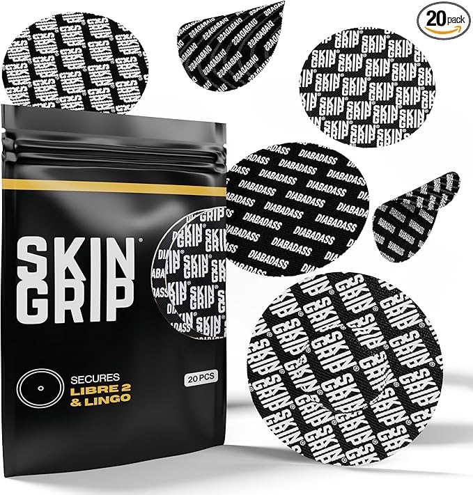 Skin Grip Freestyle Libre 2 Sensor Covers & Lingo CGM – Waterproof and Sweatproof Adhesive for 10-15 Days, Pre-Cut Medical Tape, Continuous Glucose Monitor Patch – 20 Pack, Fearless Pack
