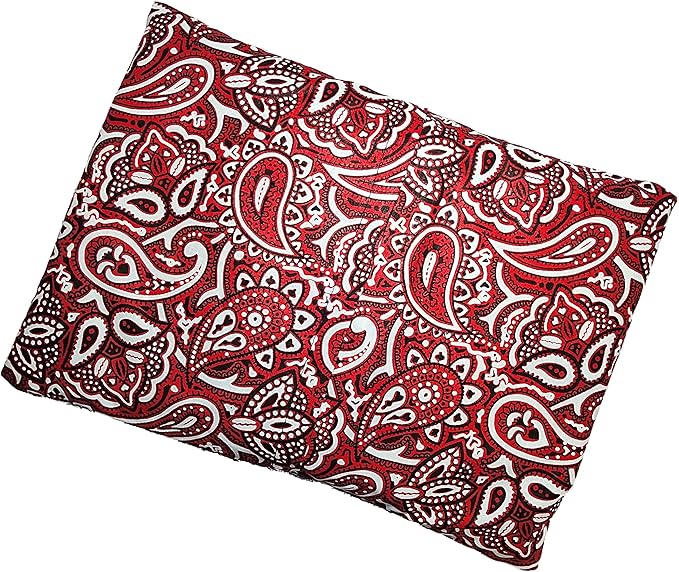 Microwavable Corn Filled Heating Pad and Cold Pack/Washable 100% Cotton Cover (Bandana - Shiny Red, 7.5in W x 11in L)