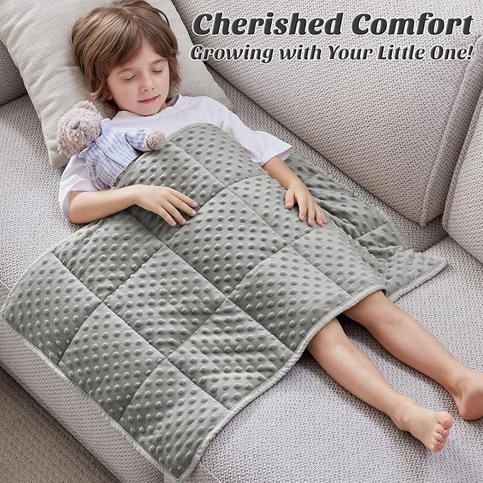 anfie Weighted Blanket Kids(20"x30" 2lbs) Weighted Blanket Cooling Blanket for Sleeping,Throw Size Breathable Blanket with Premium Glass Bead(Grey)