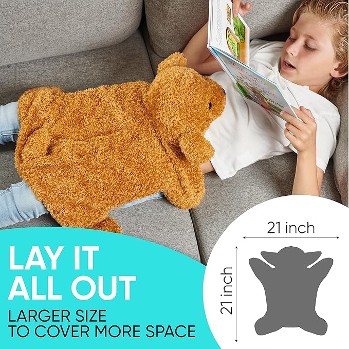 FRIENDLY CUDDLE Weighted Lap Blanket for Kids & Adults – Kids Weighted Blanket – ASD, Sensory Processing Weighted Stuffed Animals Dog Toy – Microwavable Weighted Lap Pad for Kids, 5 Lbs.