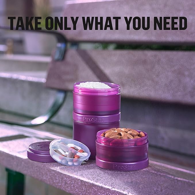 BlenderBottle Shaker Bottle with Pill Organizer and Storage for Protein Powder ProStak System, 22-Ounce, Teal