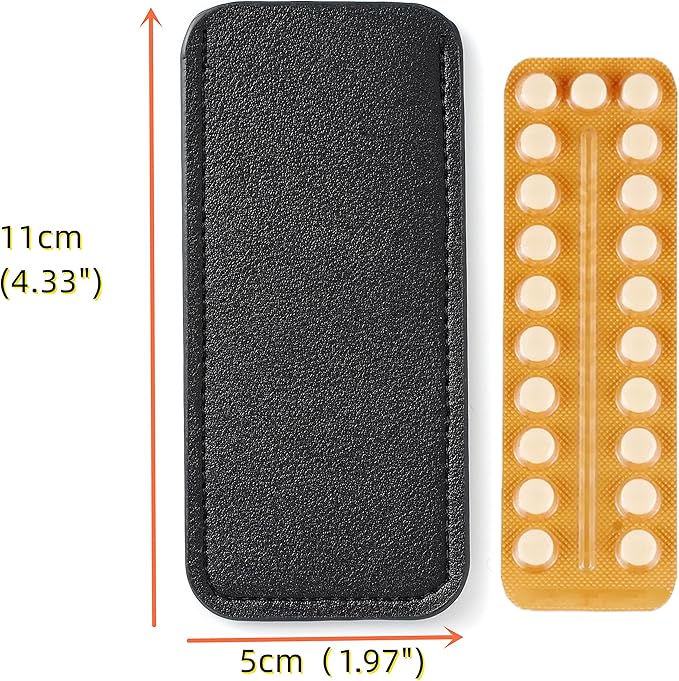Birth Control Pill Case Holder for Mini Pill Packets 5cm x 11cm (Black)