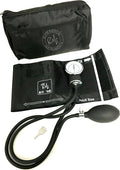 EMI Black Deluxe Professional Aneroid Sphygmomanometer with Self Calibration Key Manual Blood Pressure Monitor Set with Adult Cuff and Carrying Case