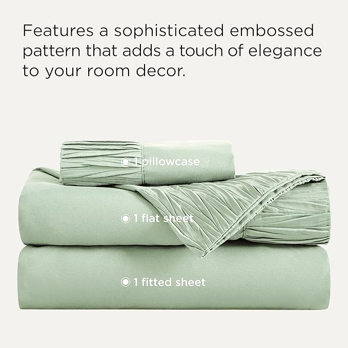 Bedsure Twin Sheets Set - 3 Pieces Soft Twin Bed Sheets - Breathable & Cooling - Hotel Luxury - Easy Care Polyester Microfiber Bedding for Women, Men, Sage Green