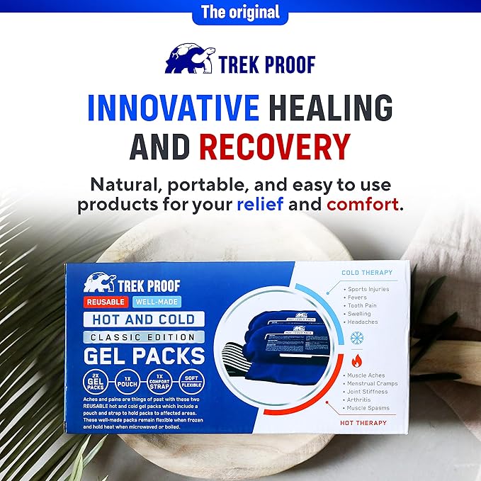 Ice Packs for Injuries Reusable (3-Piece Set) – Hot and Cold Ice Pack Therapy Gel Wrap Support – Supports Recovery, Joint and Muscle Pain – Knees, Back & More (3 Piece Set - Classic)