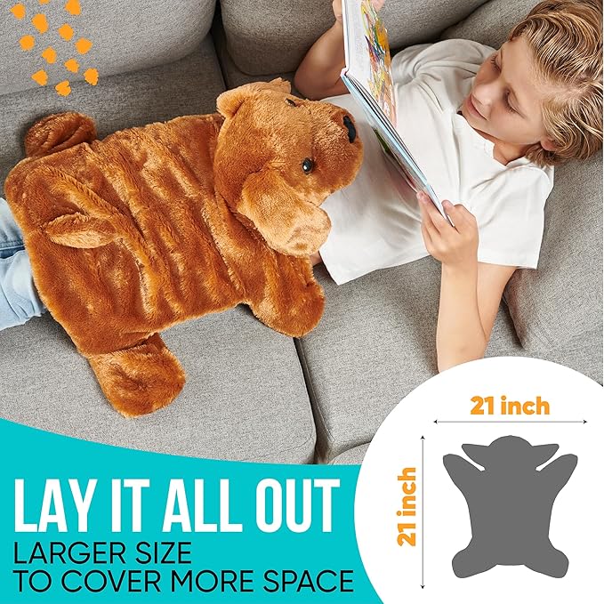 FRIENDLY CUDDLE Weighted Lap Blanket for Kids & Adults – Kids Weighted Blanket – ASD, Sensory Processing Weighted Stuffed Animals Dog Toy – Microwavable Weighted Lap Pad for Kids, 5 Lbs.