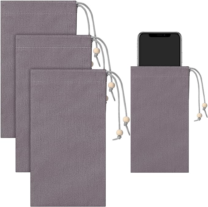 3 Pcs Emf Blocking Phone Case Emf Shield Sleeve Protection Cell Phone Pouch Fits in Pocket Smartphone Case Shield Bag Defense Against Signal Intrusion GPS and Signal, 7.5" x 4"(Gray)