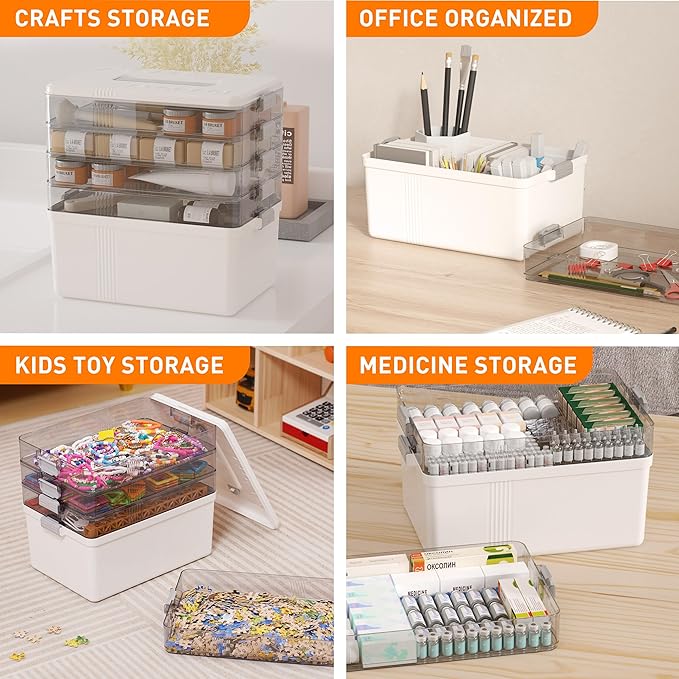 Citylife 5-Tier Medicine Organizer, Portable Medicine Cabinet First Aid Kit with Handle, Multi-Purpose Organizer for Family First Aid, Home, Travel