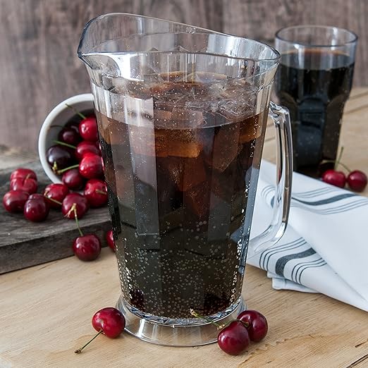 Carlisle FoodService Products Crystalite Tall Pitcher Rounded Pitcher for Restaurants, Catering, Kitchens, Plastic, 60 Ounces, Clear, (Pack of 6)