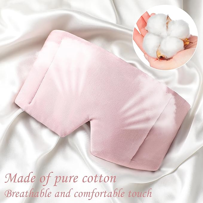FRESHME Weighted Sleep Mask for Women - Pink Oversize Large (0.7lb/11oz) Cotton Heavy Blackout Face Eye Mask Cover Pillow with Nose Pad for Men Women Deep Sleeping Night
