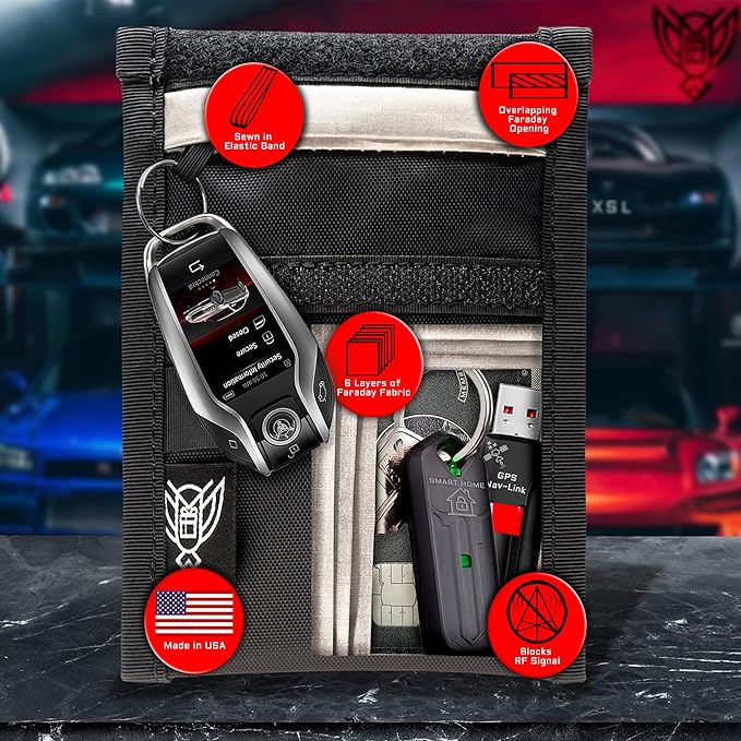 Xtreme Sight Line ~ Xecutive Faraday Bag for Keyfobs and Other Small Electronics (6" x 4") ~ Vehicle and Data Security ~ Tracking/Hacking Defense