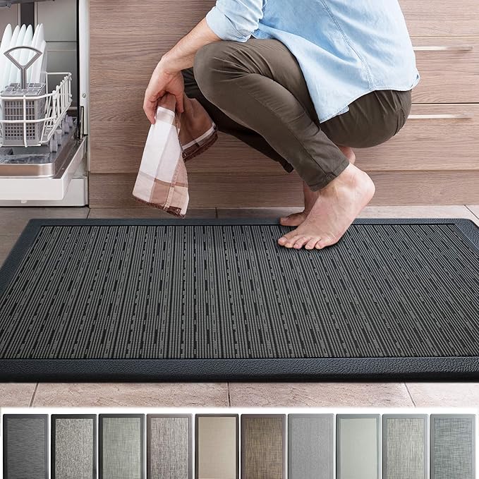 iCustomRug Anti Fatigue Kitchen Mat with Durable textalene Surface, for Comfort While Standing in Kitchen, Bathroom, Workstation Memory Foam Mat 39"×20"×0.50" (L×W×H) in Black