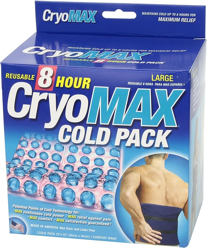 CryoMAX Cold Pack,Reusable,Latex Free,8 Hour Cold Therapy,Large,12" x 12",(Pack of 12)