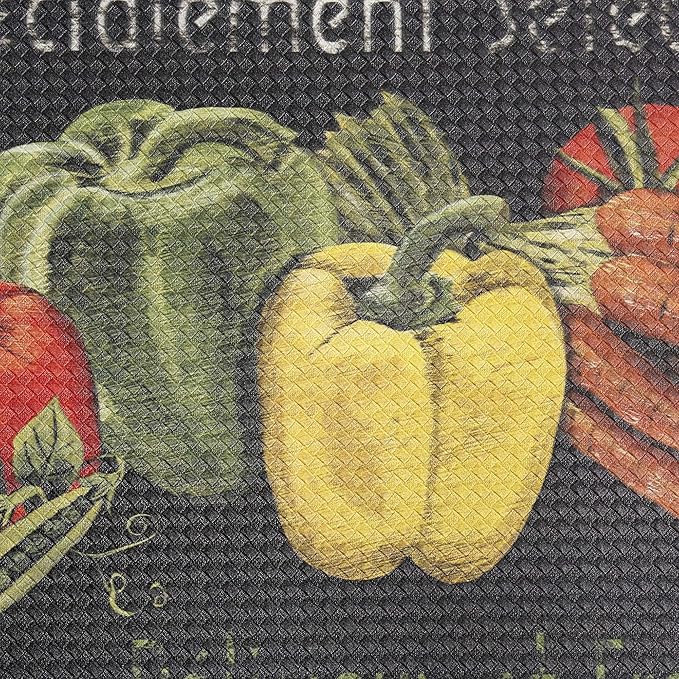 J&V TEXTILES Anti Fatigue Kitchen Mat - Kitchen Mat Cushioned Anti Fatigue, Kitchen Floor Mats Cushioned, Non Slip Waterproof Mat Standing Desk, 20x36x1/2 inches (Les Legumes)