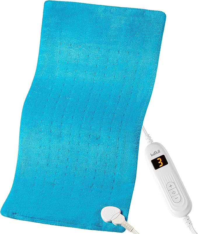 Electric Heating Pad for Cramps, Back, Abdomen, Shoulder, Neck Pain Relief - Soft Heat Pad for Moist and Dry Heat Therapy - LCD Controller with 10 Fast-Heating Settings, Auto Shut Off, XL 12 X 24