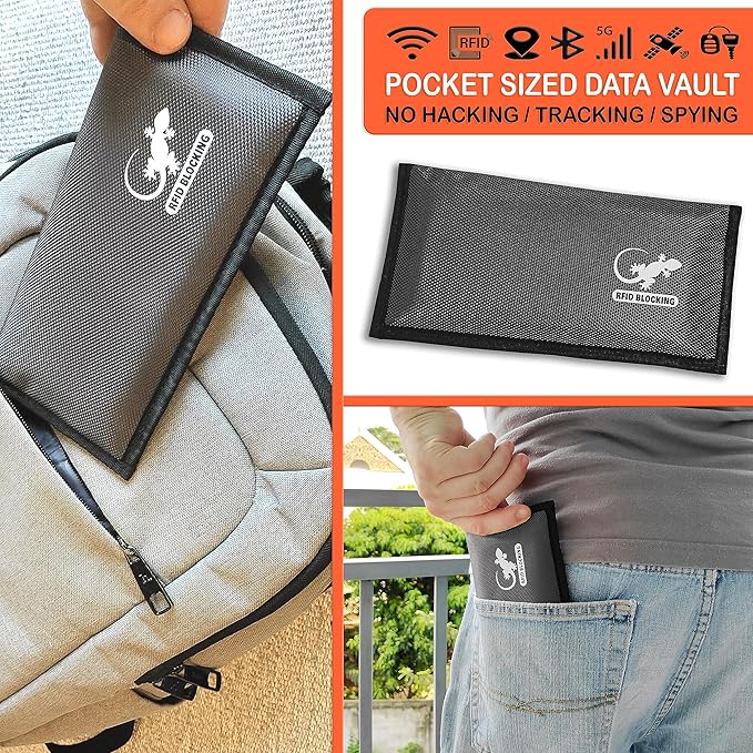 Faraday Bags for Phones - RFID Blocking Sleeves Privacy & GPS Blocker - All Signal Blocking Faraday Pouch Key Fob, Credit Card & Personal Data Go Silent in our Dark Pocket Security - GRAY Faraday Bag