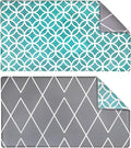 OPUX Anti Fatigue Kitchen Floor Mat, Reversible Cushioned Memory Foam Kitchen Rug Pad, Waterproof Non-Slip Padded Comfort Standing Mat Office Laundry Home, 32x17 (Geometric Teal Gray)