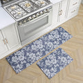 Laura Ashley - Anti-Fatigue Kitchen Mat, Iris Floral Design, Stain, Water & Fade Resistant, Cooking & Standing Relief, Non-Slip Backing, 2 Piece Set: 17.5" x 60" / 17.5" x 28" Navy Iris