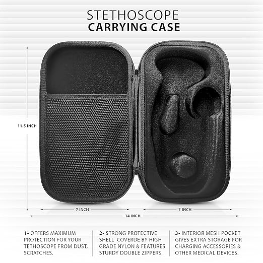 ASA TECHMED Medical Starter Kit – Stethoscope, Durable Blood Pressure Monitor, EMT Shears & Protective Carrying Case – Ideal for Healthcare Students & Professionals, Navy Blue
