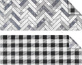 OPUX Anti Fatigue Kitchen Floor Mat, Reversible Cushioned Memory Foam Kitchen Rug Pad, Waterproof Non-Slip Padded Comfort Standing Mat Laundry Home, 47x17 (Buffalo Check Black White Herringbone)