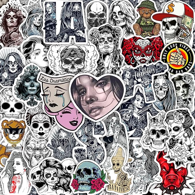 BulbaCraft 100Pcs Chicano Stickers Old, Chicano Phone Case Stickers, Mexican Decals for Water Bottles, Laptops Decals, Gifts for Women & Men