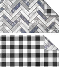 OPUX Anti Fatigue Kitchen Floor Mat, Reversible Cushioned Memory Foam Kitchen Rug Pad, Waterproof Non-Slip Padded Comfort Standing Mat Laundry Home, 32x17 (Buffalo Check Black White Herringbone)