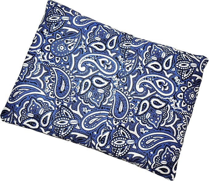 Microwavable Corn Filled Heating Pad and Cold Pack/Washable 100% Cotton Cover (Bandana - Navy, 7.5in W x 11in L)